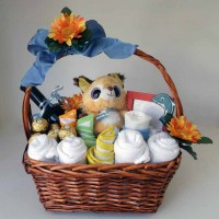 B - Baby Boy Fluffy Fox Gift Basket